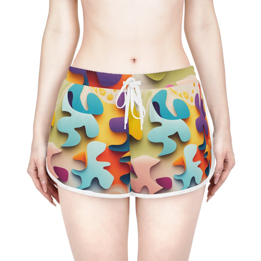 Colorful Abstract Women's Relaxed Shorts - Fun and Comfy Summer Wear